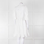 Batsheva White Cotton Frill Detail Short Sleeve Dress