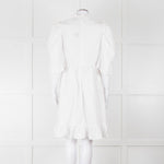 Batsheva White Cotton Frill Detail Short Sleeve Dress