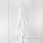 Batsheva White Cotton Frill Detail Short Sleeve Dress