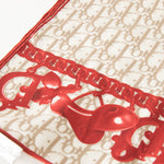 Christian Dior Cream Taupe Red Monogram Silk Scarf