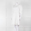 Batsheva White Cotton Frill Detail Short Sleeve Dress