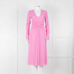 Rotate Pink Mesh Swirl Print Long Sleeve V Neck Dress