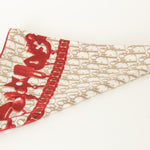 Christian Dior Cream Taupe Red Monogram Silk Scarf
