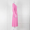 Rotate Pink Mesh Swirl Print Long Sleeve V Neck Dress