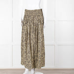 Matteau Black Yellow Floral Cotton Elasticated Maxi Skirt