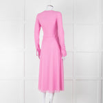 Rotate Pink Mesh Swirl Print Long Sleeve V Neck Dress