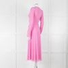 Rotate Pink Mesh Swirl Print Long Sleeve V Neck Dress