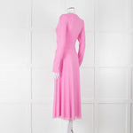 Rotate Pink Mesh Swirl Print Long Sleeve V Neck Dress