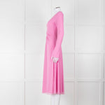 Rotate Pink Mesh Swirl Print Long Sleeve V Neck Dress