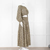 Matteau Black Yellow Floral Cotton Elasticated Maxi Skirt