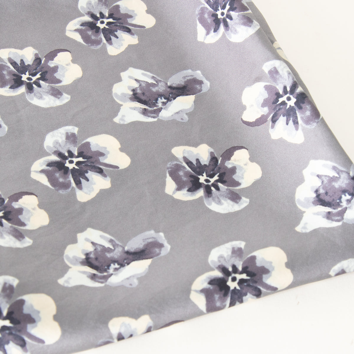 Tory Burch Grey Floral Silk Scarf