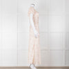 LoveShackFancy Peach Pale Pink Flower Cap Sleeve Silk Dress