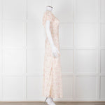 LoveShackFancy Peach Pale Pink Flower Cap Sleeve Silk Dress