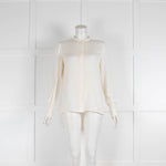 Loro Piana Cream Silk Collarless Blouse