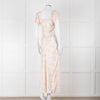 LoveShackFancy Peach Pale Pink Flower Cap Sleeve Silk Dress