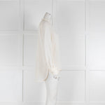 Loro Piana Cream Silk Collarless Blouse