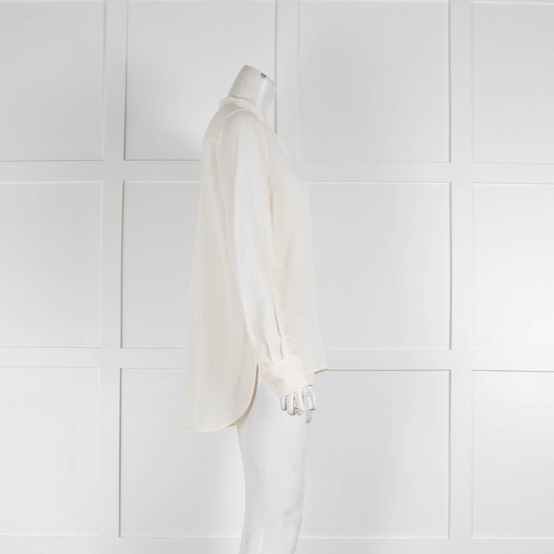 Loro Piana Cream Silk Collarless Blouse