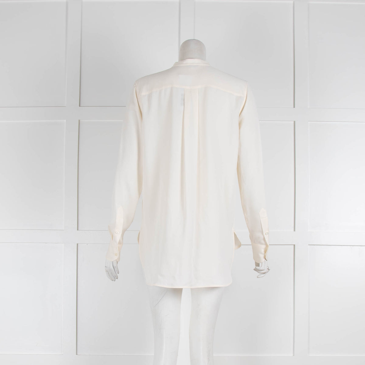 Loro Piana Cream Silk Collarless Blouse