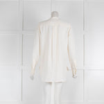 Loro Piana Cream Silk Collarless Blouse