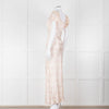 LoveShackFancy Peach Pale Pink Flower Cap Sleeve Silk Dress