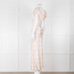 LoveShackFancy Peach Pale Pink Flower Cap Sleeve Silk Dress