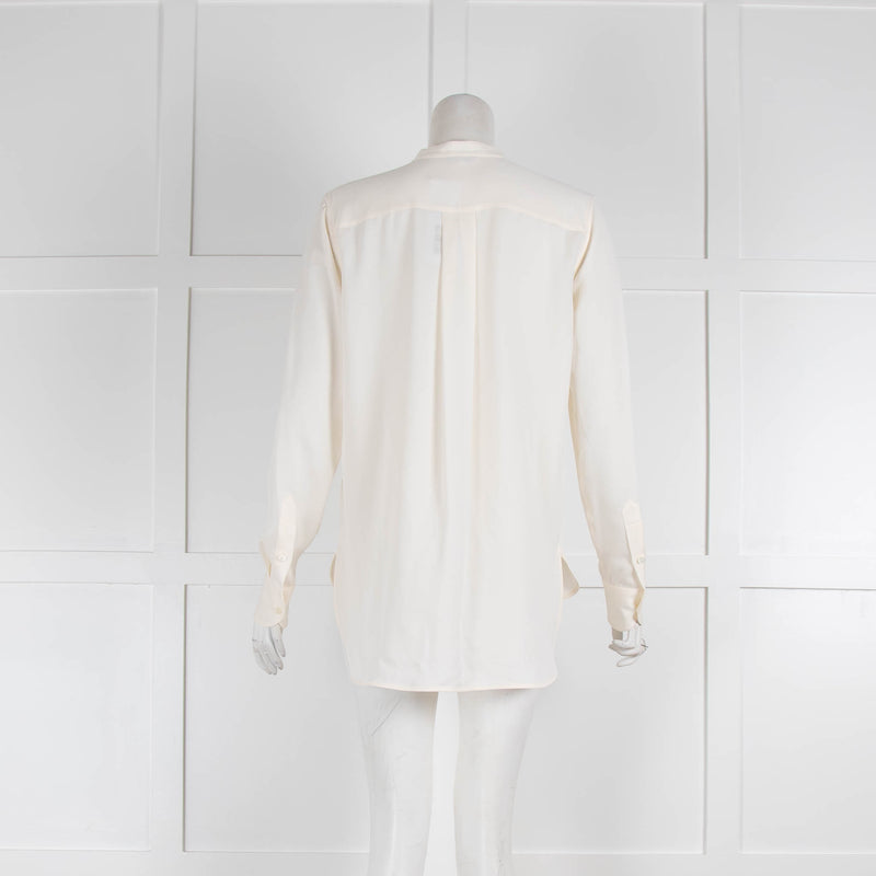 Loro Piana Cream Silk Collarless Blouse