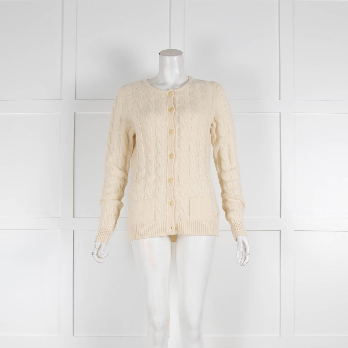Loro Piana Cream Cable Knit Cardigan