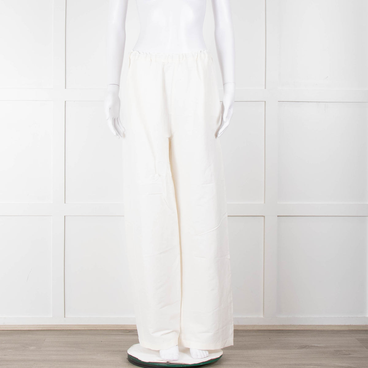 Toteme Cream Linen Elasticated Waist Wide Leg Trousers