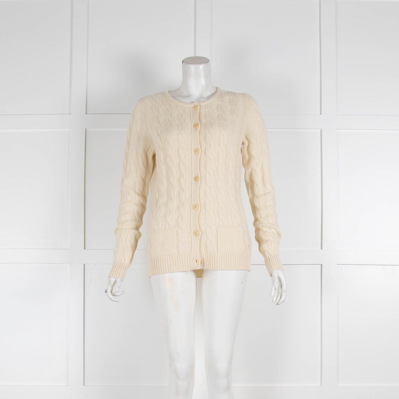 Loro Piana Cream Cable Knit Cardigan