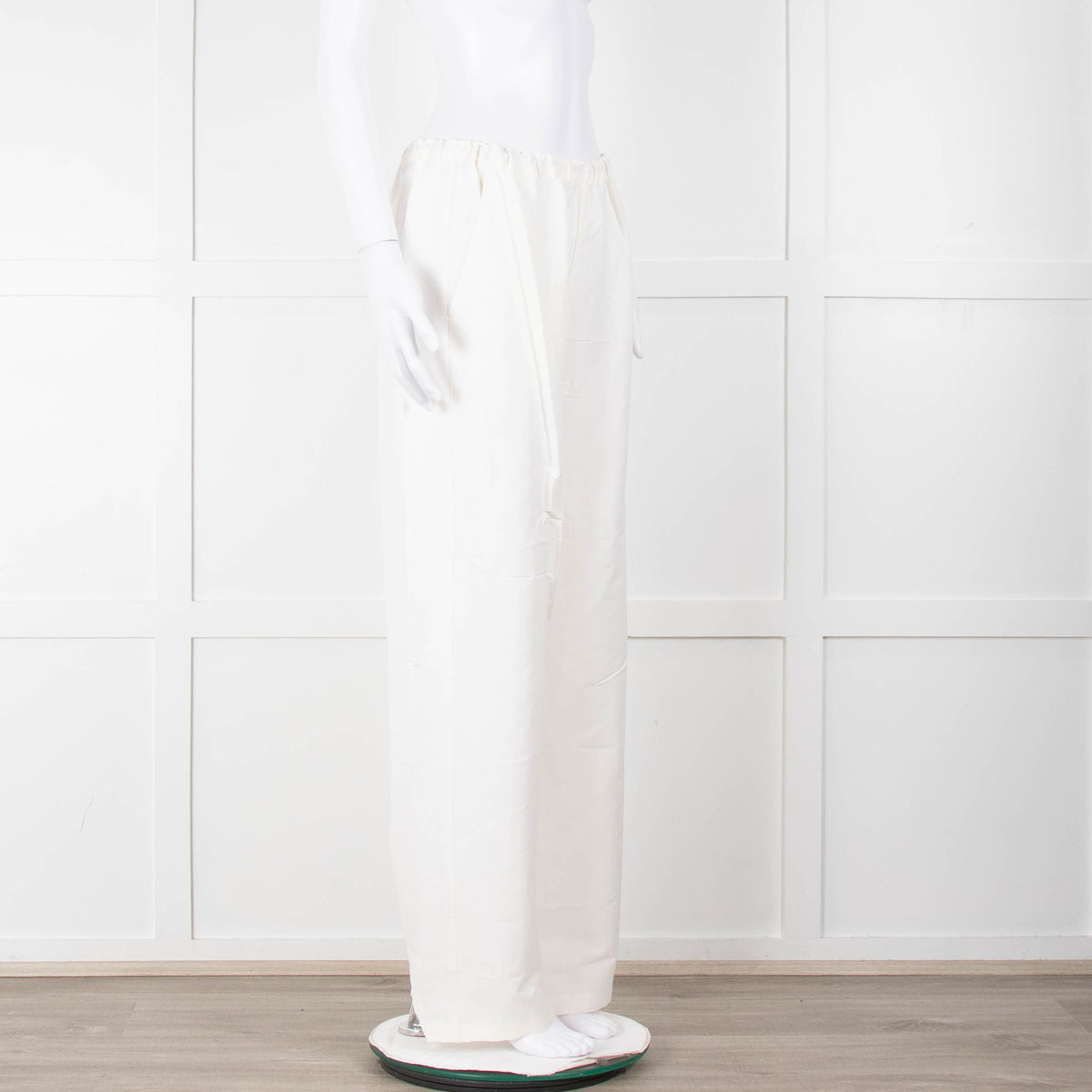 Toteme Cream Linen Elasticated Waist Wide Leg Trousers