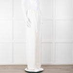 Toteme Cream Linen Elasticated Waist Wide Leg Trousers