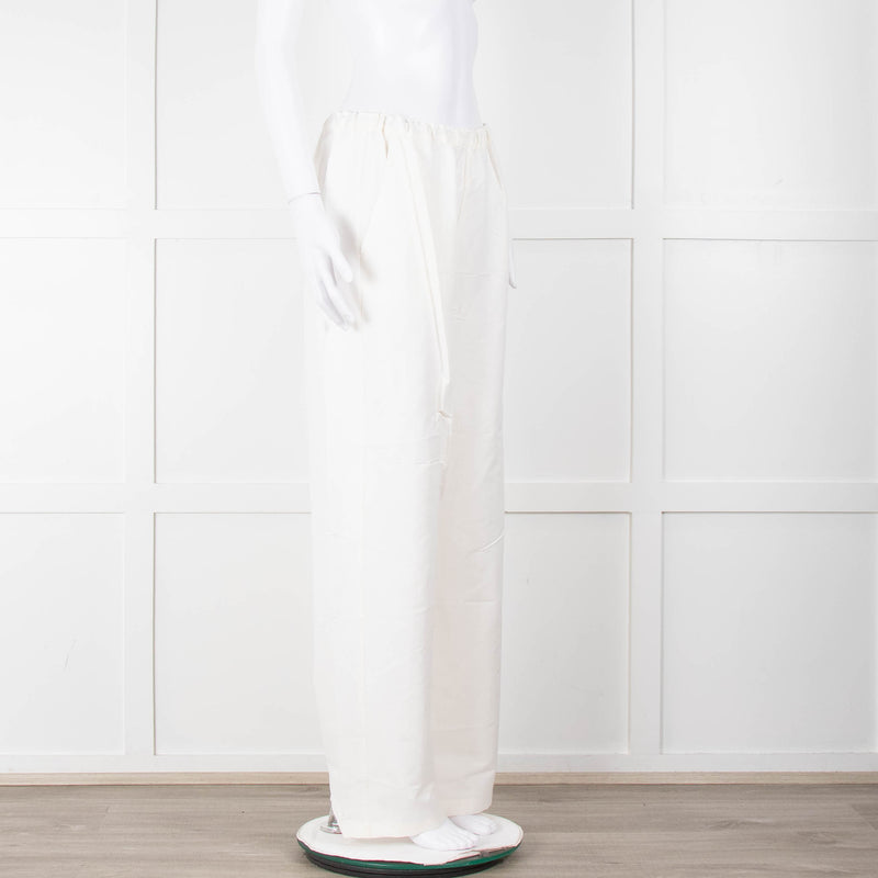 Toteme Cream Linen Elasticated Waist Wide Leg Trousers