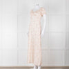 LoveShackFancy Peach Pale Pink Flower Cap Sleeve Silk Dress