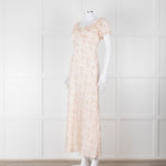 LoveShackFancy Peach Pale Pink Flower Cap Sleeve Silk Dress