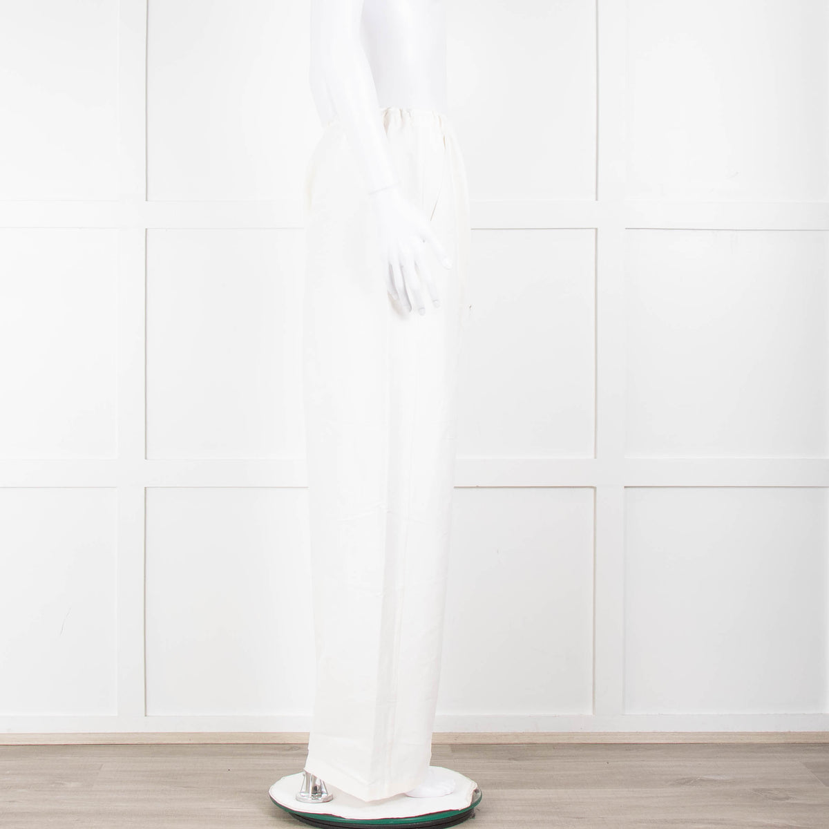 Toteme Cream Linen Elasticated Waist Wide Leg Trousers