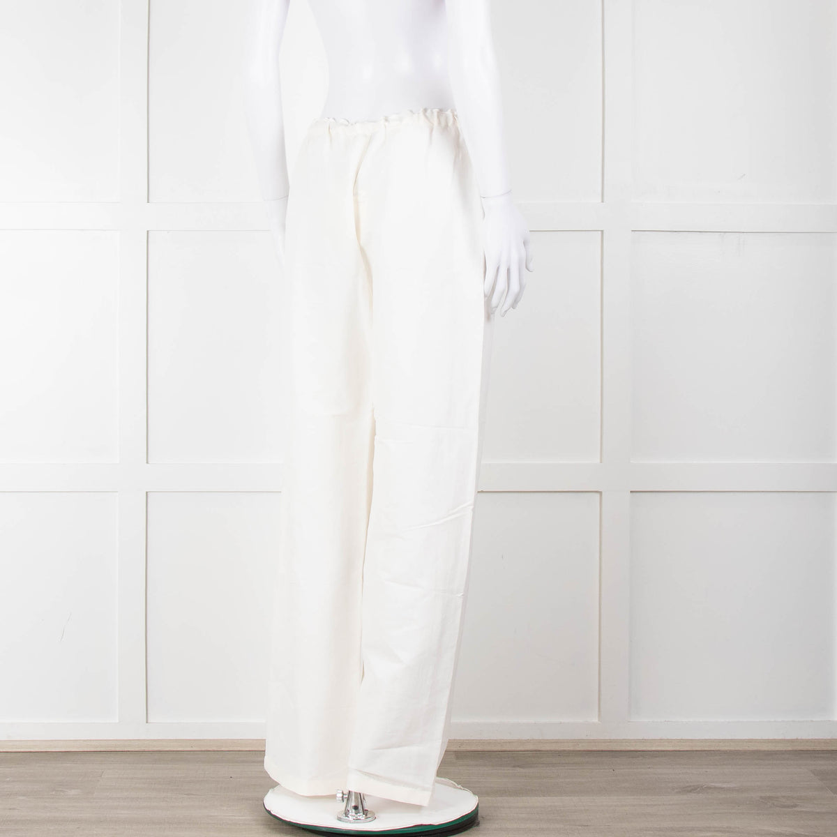 Toteme Cream Linen Elasticated Waist Wide Leg Trousers