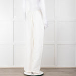 Toteme Cream Linen Elasticated Waist Wide Leg Trousers