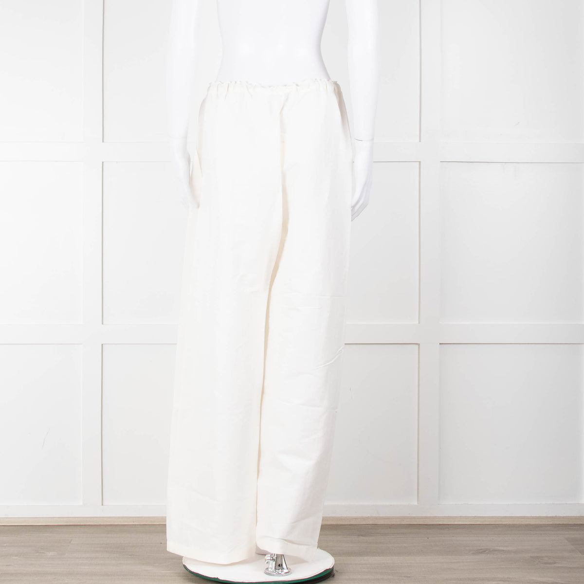 Toteme Cream Linen Elasticated Waist Wide Leg Trousers