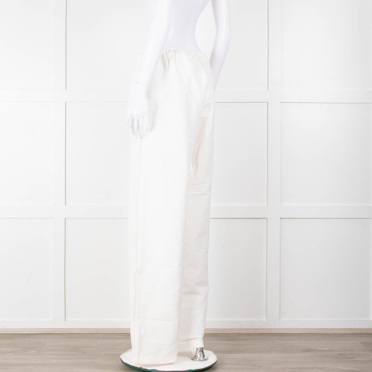 Toteme Cream Linen Elasticated Waist Wide Leg Trousers