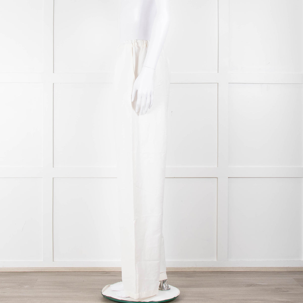 Toteme Cream Linen Elasticated Waist Wide Leg Trousers