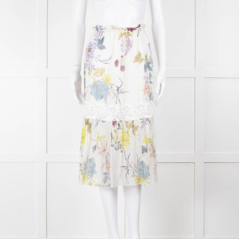 See By Chloe Cream Multi Floral Skirt