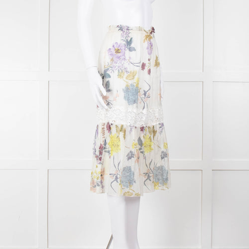 See By Chloe Cream Multi Floral Skirt