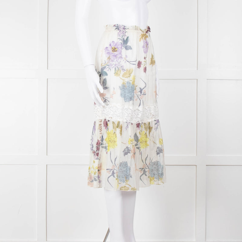 See By Chloe Cream Multi Floral Skirt