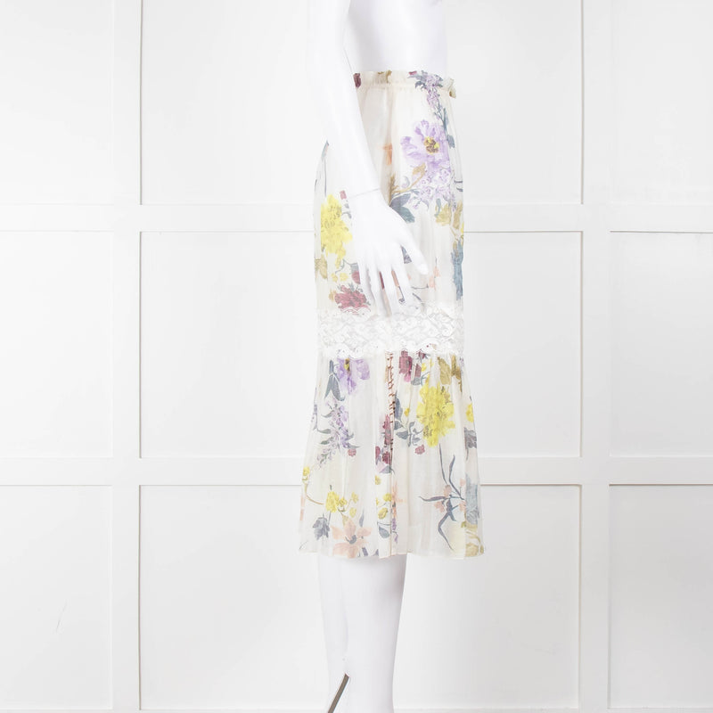 See By Chloe Cream Multi Floral Skirt