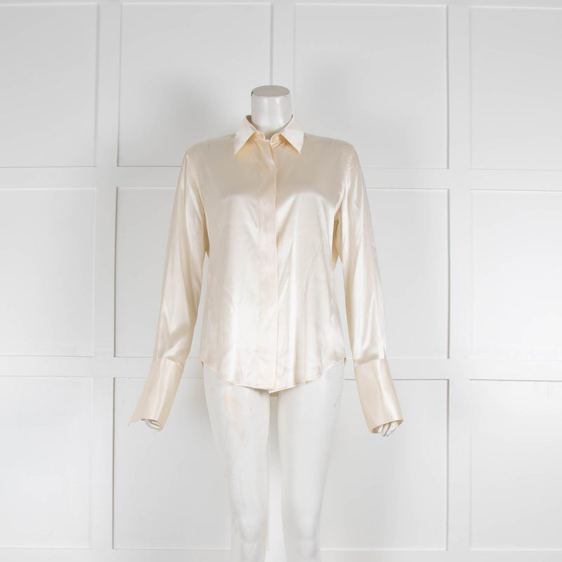 Loro Piana Cream Silk Collared Shirt