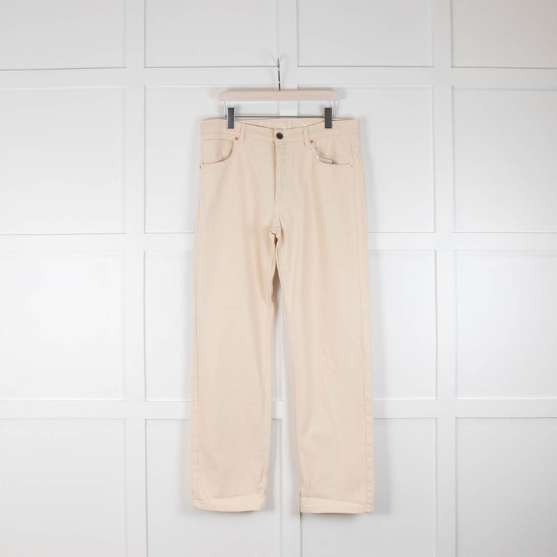 Raey Cream Full Length Boyfriend Jeans