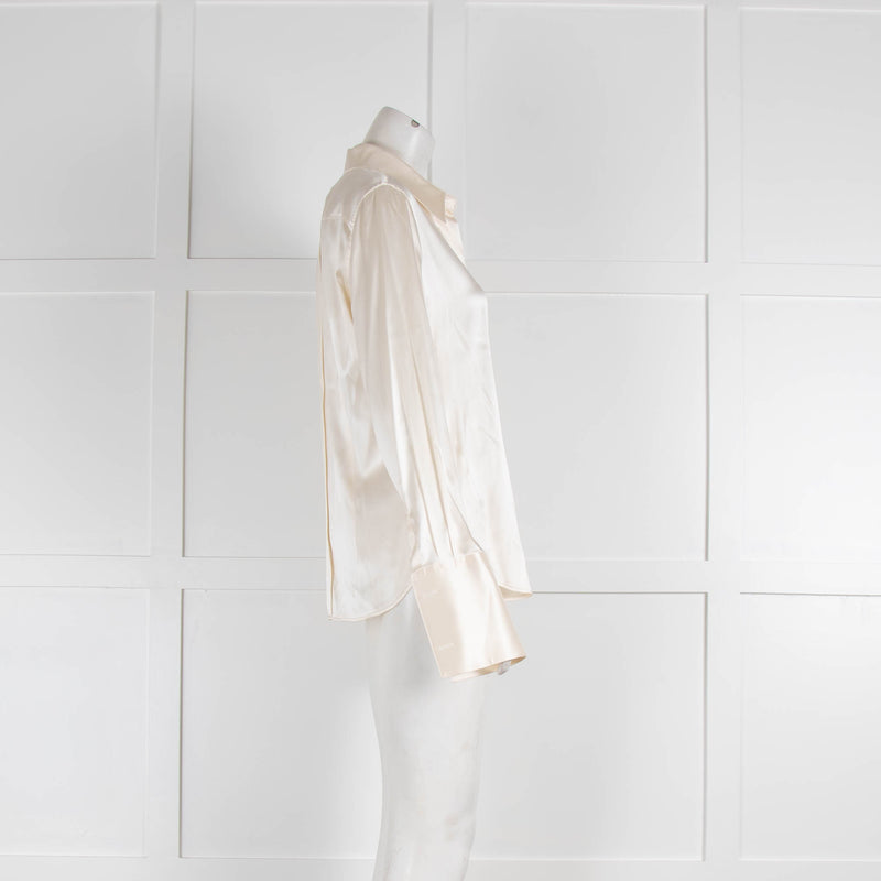 Loro Piana Cream Silk Collared Shirt