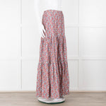 Ridley White Purple Teal Needlecord Tiered Maxi  Skirt