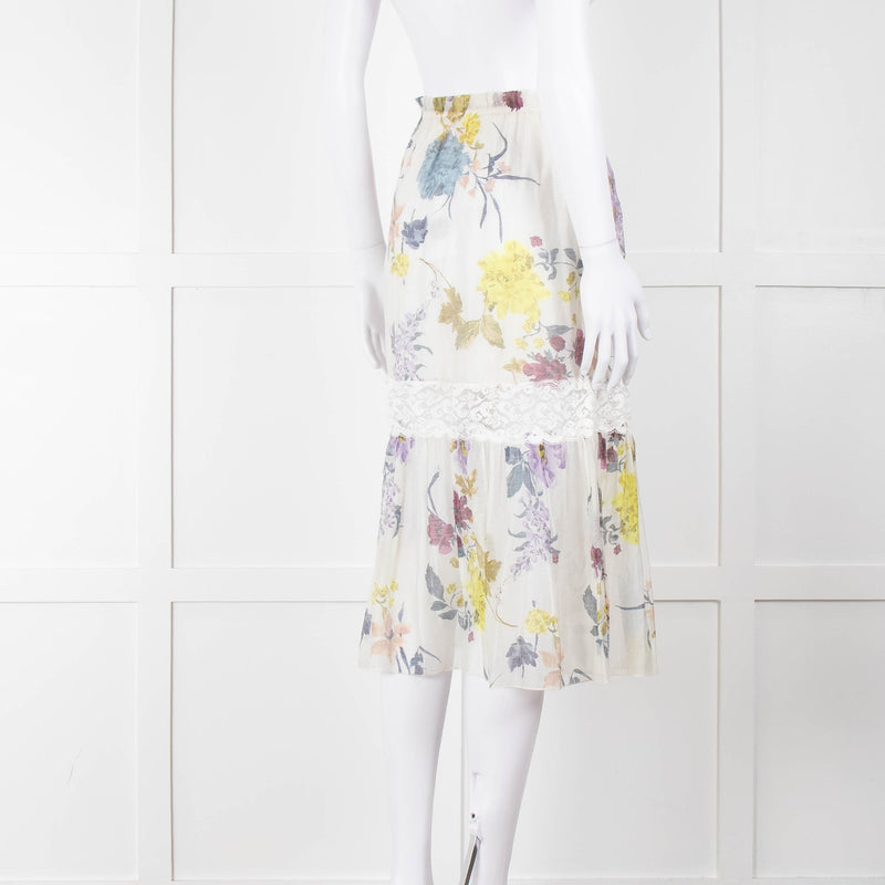 See By Chloe Cream Multi Floral Skirt
