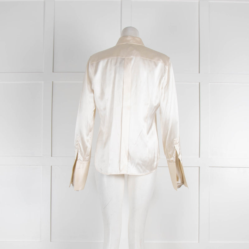 Loro Piana Cream Silk Collared Shirt